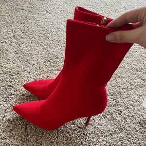 Stretch Sock Booties, Mid-Calf Stiletto Boots